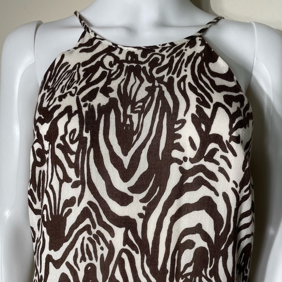 Lilly PULITZER White Brown Angel Maxi Halter Dress Sz S Zebra Animal Print Beach - Picture 5 of 16